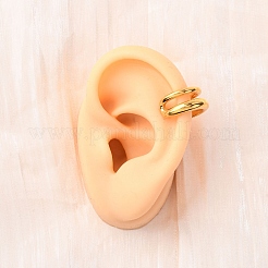 2層C字型304ステンレススチールツートンカフイヤリング  女性用ノンピアスイヤリング  18KGP本金メッキ  16.5x8mm&nbsp;EJEW-A131-04E-G