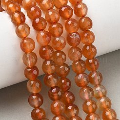 染色・加熱された天然瑪瑙ビーズ連売り  多面カット  ラウンド  砂茶色  8mm  穴：1.2mm  約48個/連  15.12''（38.4センチメートル）&nbsp;G-P539-D01-10