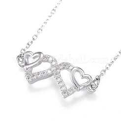 Brass Micro Pave Clear Cubic Zirconia Pendant Necklaces&nbsp;NJEW-R256-01
