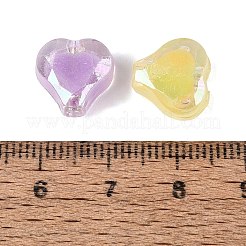 透明プラスチックビーズ  二層ビーズ  ハート  ABカラーメッキ  多面カット  ミックスカラー  11x11.5x8mm  穴：2mm  約830個/500g&nbsp;KY-Q010-22