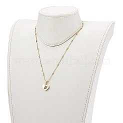 304ステンレススチールのハートと犬の足跡のペンダントネックレス  ラインストーンとアズキチェーン付き  ゴールドカラー  17.32インチ（44cm）&nbsp;X-NJEW-JN03351-05