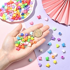 900個 5種類の不透明＆透明プラスチックビーズ  混合図形  混合スタイル  ミックスカラー  9~10x5~6.5mm  穴：2~3.8mm  180個/スタイル&nbsp;KY-YW0002-26