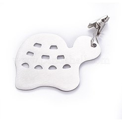 ステンレススチール製テーブルクロスペンダント  クリップ付き  カメ  ステンレス鋼色  カメ：70x55x2mm&nbsp;X-STAS-WH0013-04P