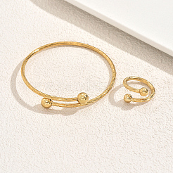 Minimalist Stainless Steel Cuff Bangles & Rings Sets for Women&nbsp;UE9342