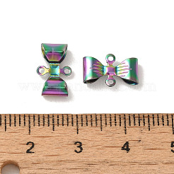 304ステンレススチールコネクタチャーム  蝶結び  虹色  11.5x7.5x3mm  穴：1mm&nbsp;STAS-P363-01MC