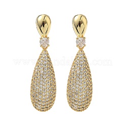 Teardrop Brass Micro Pave Cubic Zirconia Dangle Stud Earrings for Women&nbsp;EJEW-A132-04G