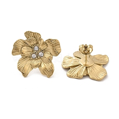304ステンレススチールスタッドピアス  イオンプレーティング（ip）  花  14KGP本金メッキ  23x24mm&nbsp;EJEW-M072-01G