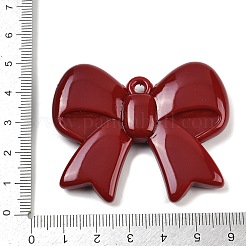 不透明アクリルエナメルの大きなペンダント  bowkont  暗赤色  44x55.5x9mm  穴：2.8mm&nbsp;OACR-B036-13A