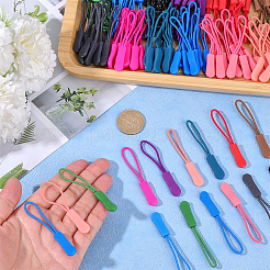120個 12色 衣服アクセサリー  プラスチック製のジッパー引き手ストラップ  ミックスカラー  62mm  10個/カラー&nbsp;KY-GF0001-68