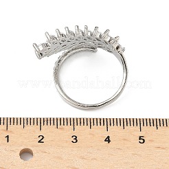 Brass Micro Pave Cubic Zirconia Adjustable Cuff Rings for Women&nbsp;LS-RJEW-B127-01P