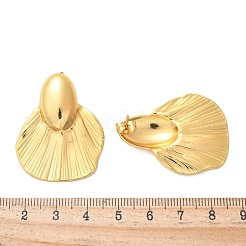 304ステンレススチールスタッドピアス  イオンプレーティング（ip）  ファン  18KGP本金メッキ  37.5x30mm&nbsp;EJEW-U047-14G