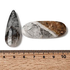 天然トルマリン入りクォーツペンダント  幾何学的なチャーム  混合図形  26~60x15~40x4~16mm  穴：1.2~3mm&nbsp;G-D365-02E-01