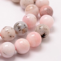 ラウンド天然のピンクオパールビーズ連売り  12mm  穴：1mm  約32個/連  15.75インチ&nbsp;G-K071-12mm