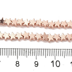 電気めっき合成非磁性ヘマタイト ビーズ 連売り  スター  ローズゴールドメッキ  4x4.5x2~2.5mm  穴：0.7mm  約107個/連  15.75''（40センチメートル）&nbsp;G-I364-A01-RG