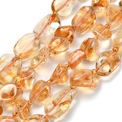 加熱された天然シトリンビーズ連売り  ナゲット  シードビーズで  11.5~24x10.5~12x5.5~8.5mm  穴：1mm  約41個/連  12.99''（33センチメートル）&nbsp;G-L634-U01-01