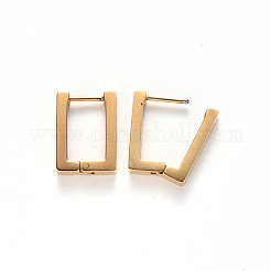 PVD 真空メッキ 304 ステンレススチール ハギー フープ イヤリング  長方形  18KGP本金メッキ  15x12.6x3mm  ピン：1mm&nbsp;STAS-S103-22G