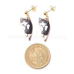 Alloy Cat Dangle Stud Earrings with Enamel&nbsp;EJEW-JE04919