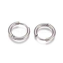 変色しにくい304ステンレススチール製フープピアス  316サージカルステンレスピン付き  リング  ステンレス鋼色  14x2mm  12ゲージ  ピン：0.9mm&nbsp;EJEW-G272-02-10mm-P