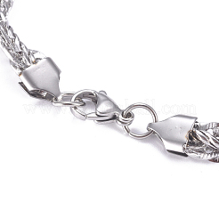 変色しにくい304ステンレススチールロープチェーンブレスレット  カニカン付き  ステンレス鋼色  8-5/8インチ（22cm）  7mm&nbsp;BJEW-G631-09P