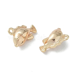 真鍮チャーム  カドミウムフリー＆ニッケルフリー＆鉛フリー  魚  18KGP本金メッキ  9x11x5mm  穴：1mm&nbsp;KK-H482-14A-G