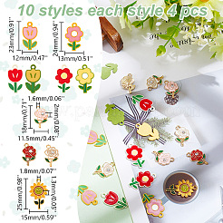 40本10スタイルアロイエナメルペンダント  花  ミックスカラー  18~25x11.5~15mm  4個/スタイル&nbsp;ENAM-AR0001-57