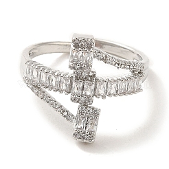 Brass Micro Pave Cubic Zirconia Rings for Women&nbsp;RJEW-E295-01P