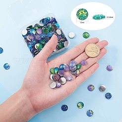 樹脂カボション  マーメイドの魚鱗を使ったフラットラウンド  ミックスカラー  12x3~3.5mm  200個/箱&nbsp;CRES-PH0003-17