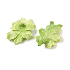 合成サンゴ染め彫刻ビーズ  花  ライムグリーン  44.5x33x13mm  穴：1mm&nbsp;SHEL-Z003-02