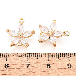 Brass Pave Clear Cubic Zirconia Connector Charms&nbsp;KK-T078-03G-04