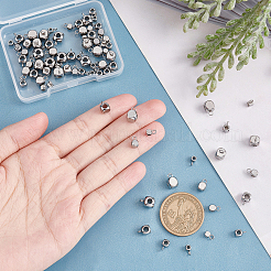 80個4スタイルの304ステンレス鋼チューブベイル  ループベイル  キューブベイルビーズ  プラチナ  6x3x3mm  穴：1.6mm  20個/スタイル&nbsp;STAS-UN0035-94B