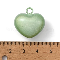 スプレープリント合金ベルペンダント  ハート  ダークシーグリーン  22.5x22.5x16.5mm  穴：3mm&nbsp;KK-P252-A04