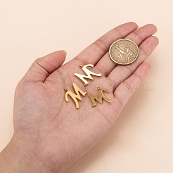 304ステンレスペンダント  頭文字  文字.m  ゴールドカラー  18x19x2mm  穴：2mm&nbsp;STAS-F129-M-G
