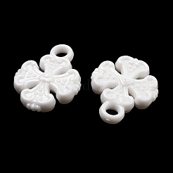 オペークアクリルパーツ  クロスフルーリー  ホワイト  26x19.5x5mm  穴：3.5mm  約505個/500g&nbsp;SACR-L007-060