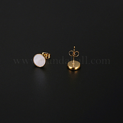 304 Stainless Steel Flat Round Stud Earrings&nbsp;HE4453-1