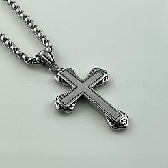クールなメンズクロス304ステンレススチールペンダントパンクネックレス  ステンレス鋼色&nbsp;CM3721