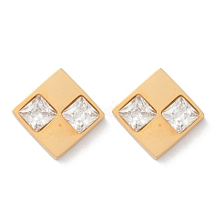 304 Stainless Steel Micro Pave Clear Cubic Zirconia Stud Earrings&nbsp;EJEW-Z089-25G