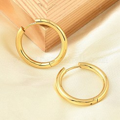 PVD 真空メッキ 304 ステンレススチール ハギー フープ イヤリング 女性用  18KGP本金メッキ  26x3mm&nbsp;EJEW-F280-07I-G
