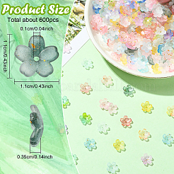 93gのフロストアクリルビーズキャップ  キラキラビーズ  花  ミックスカラー  11x11mm  穴：1mm&nbsp;FACR-YW0001-10I