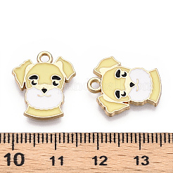 合金エナメルチャーム  ライトゴールド  犬  レモンシフォン  18x15.5x1.5mm  穴：1.8mm&nbsp;ENAM-S119-002A