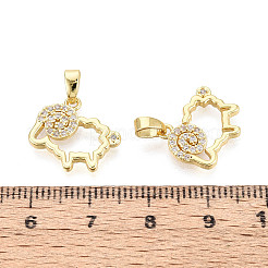 真鍮マイクロパヴェクリアキュービックジルコニアペンダント  羊チャーム  18KGP本金メッキ  14.5x16x2mm  穴：4.5x2mm&nbsp;KK-N259-03G