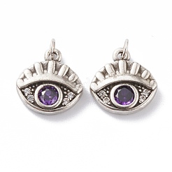 Brass Micro Pave Purple Cubic Zirconia Charms&nbsp;ZIRC-A016-08AS