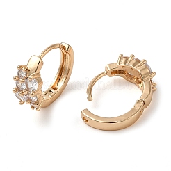 真鍮とクリアガラスのフープピアス  リング  ライトゴールド  15.5x18x6.5mm&nbsp;EJEW-M238-77KCG