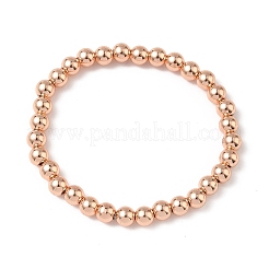 Brass Round Beaded Stretch Bracelets for Men Women&nbsp;BJEW-B148-05D-RG