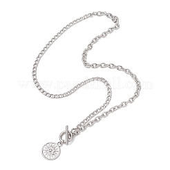 201 Stainless Steel Sun Pendant 304 Stainless Steel Twisted Chain Cable Chain OT Necklaces&nbsp;NJEW-JN05786