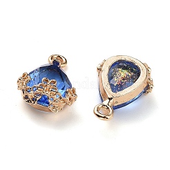 ラインストーンチャーム  ライトゴールド合金のセッティングで  花と涙  藤紫色  20x12.5x6mm  穴：1.8mm&nbsp;X-FIND-A006-01B