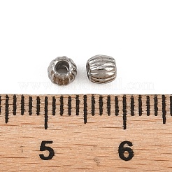 304ステンレススチールビーズ  段ボールビーズ  ステンレス鋼色  コラム  4x3.5mm  穴：1.2mm&nbsp;STAS-D394-02E-P