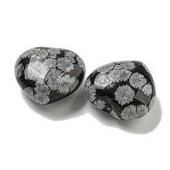 天然な雪片オブシディアンのビーズ  片穴  ハート  15.5x15.5x8mm  穴：1mm&nbsp;G-P531-A05-01