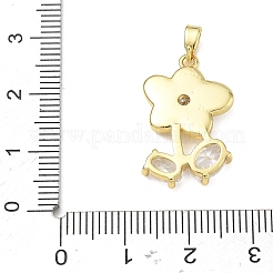 真鍮製ラインストーンペンダント  花のチャーム  ゴールドカラー  22.5x14.5x3.5mm  穴：2.5x4.5mm&nbsp;RB-CBACCCF-03G