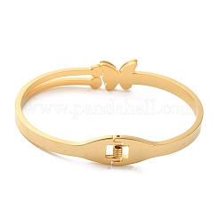 Adjustable Butterfly Enamel Vacuum Plating 304 Stainless Steel Bangles for Women&nbsp;BJEW-F474-34G