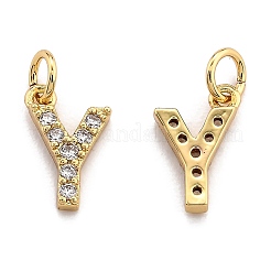 Brass Micro Pave Grade AAA Cubic Zirconia Charms&nbsp;ZIRC-P067-11G-Y-NR